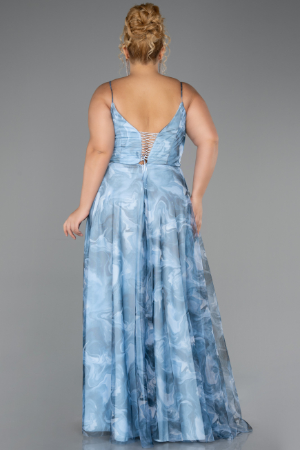 Robe De Graduation Grande Taille Longue Bleu clair ABU6558