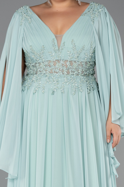 Robe Grande Taille Longue Mousseline Menthe ABU4638