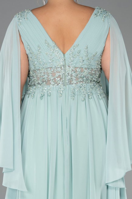 Robe Grande Taille Longue Mousseline Menthe ABU4638