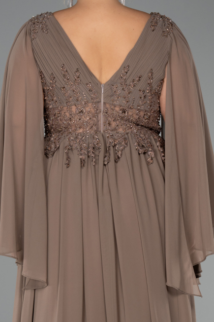 Robe Grande Taille Longue Mousseline Vison ABU4638