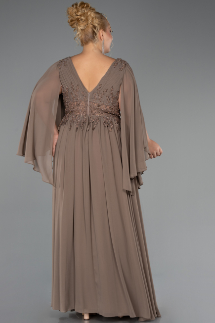 Robe Grande Taille Longue Mousseline Vison ABU4638