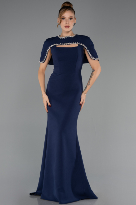 Robe Queue de Poisson Longue Bleu Marine ABU6591