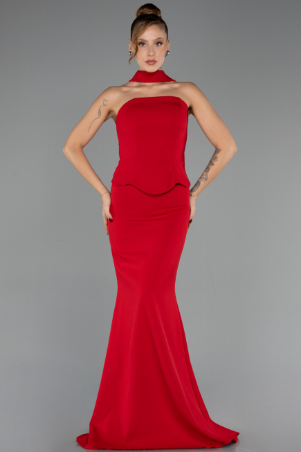 Robe Queue de Poisson Longue Rouge ABU6575