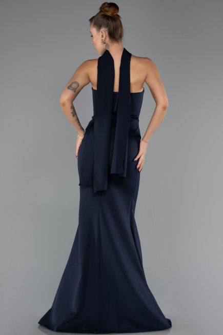 Robe Queue de Poisson Longue Bleu Marine ABU6575