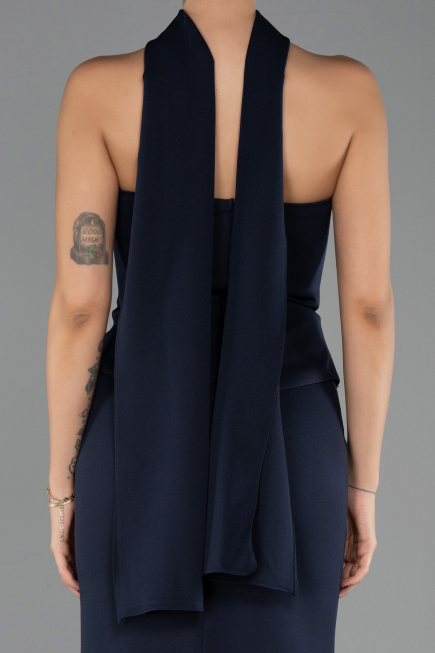 Robe Queue de Poisson Longue Bleu Marine ABU6575