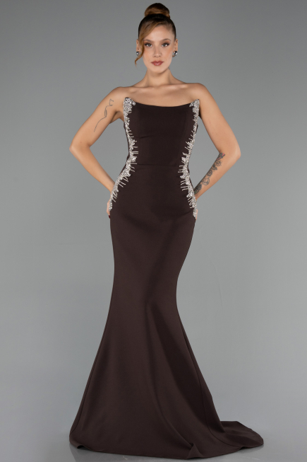 Robe de Soirée Longue Brun ABU6374