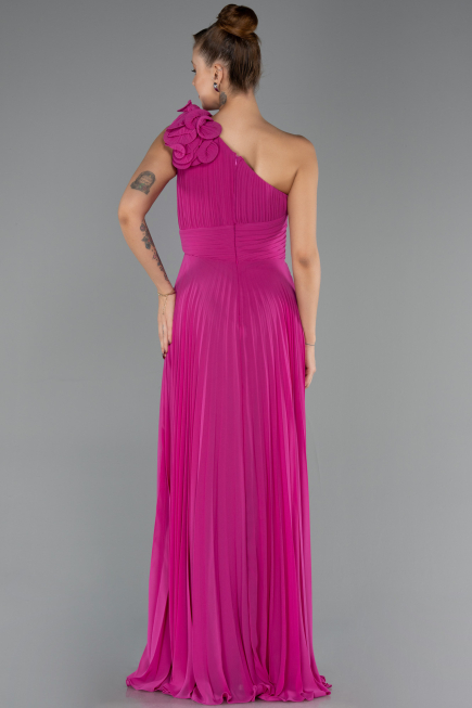 Robe de Soirée Longue Mousseline Fushia ABU6593