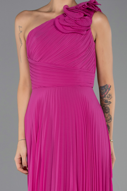 Robe de Soirée Longue Mousseline Fushia ABU6593