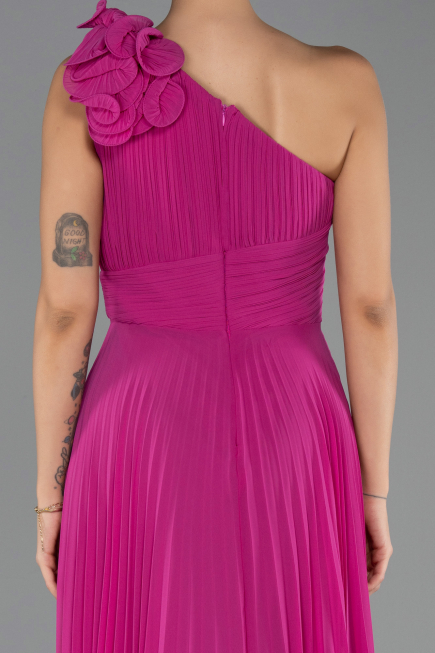 Robe de Soirée Longue Mousseline Fushia ABU6593