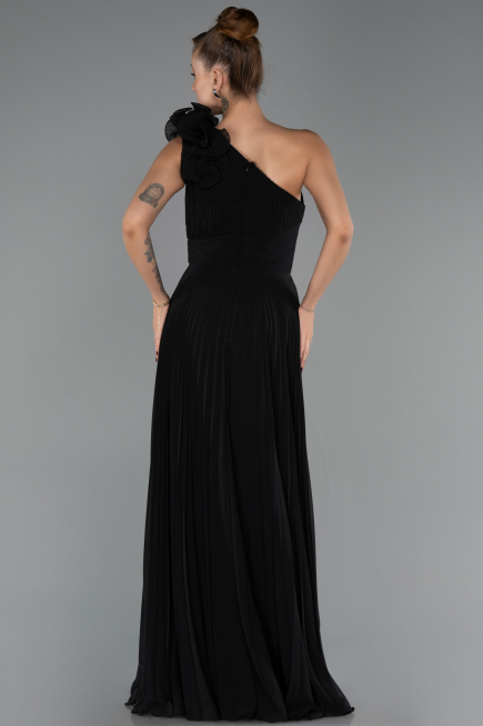 Robe de Soirée Longue Mousseline Noir ABU6593