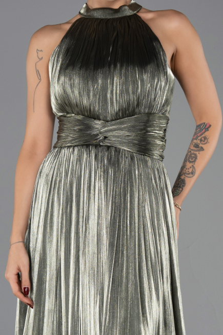 Robe de Soirée Longue Mousseline Kaki ABU6594