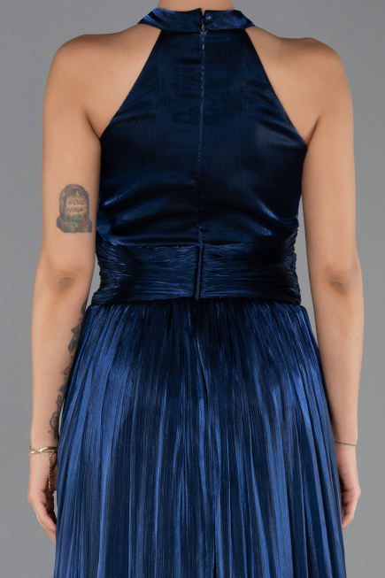 Robe de Soirée Longue Mousseline Bleu Marine ABU6594