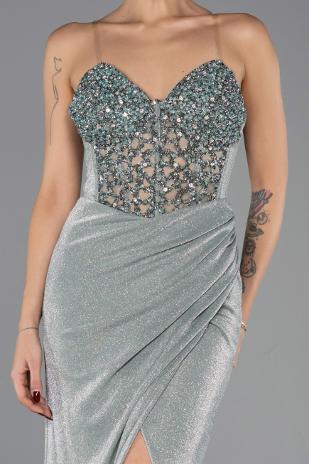 Robe de Soirée Longue Menthe ABU6599