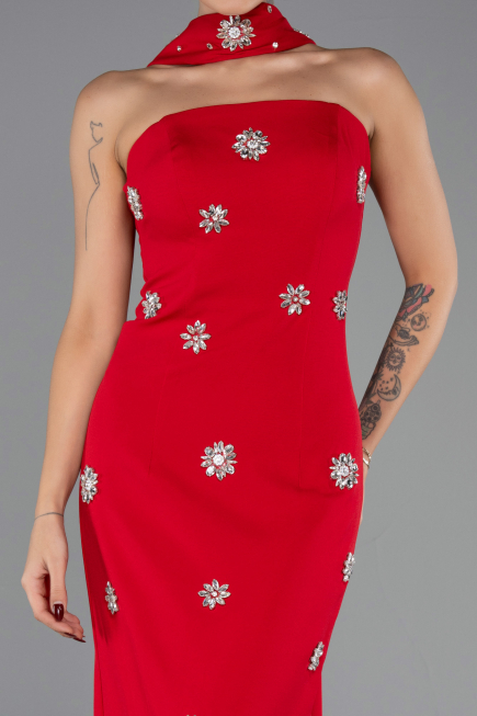 Robe de Soirée Longue Rouge ABU6601