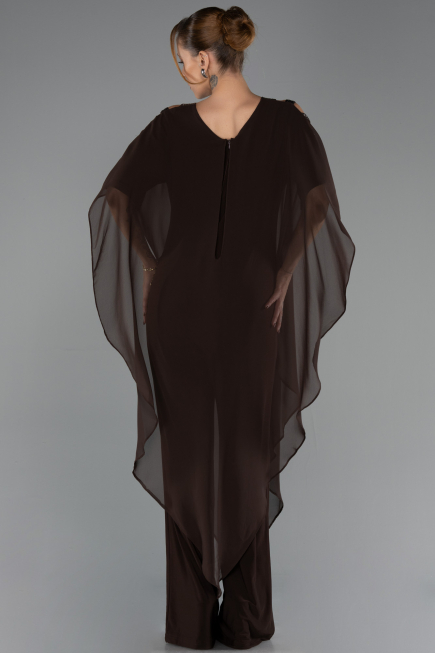 Robe Grande Taille Mousseline Brun ABT080