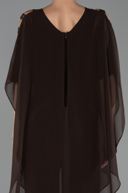 Robe Grande Taille Mousseline Brun ABT080