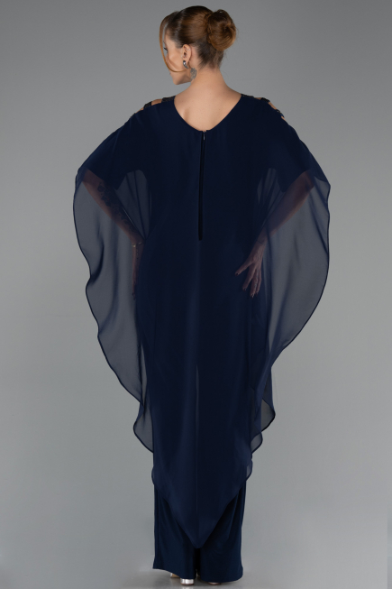 Robe Grande Taille Mousseline Bleu Marine ABT080