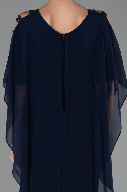 Robe Grande Taille Mousseline Bleu Marine ABT080