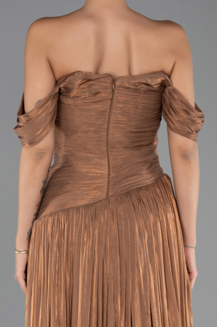 Robe de Soirée Longue Mousseline Cuivre ABU6602