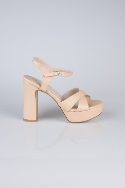 Chaussure Talon Plateforme Cuir Vison ABD2104