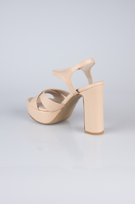 Chaussure Talon Plateforme Cuir Vison ABD2104