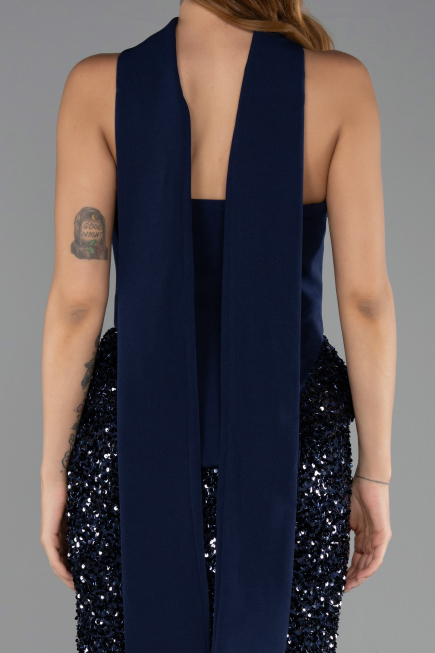 Robe Queue de Poisson Longue Bleu Marine ABU6620