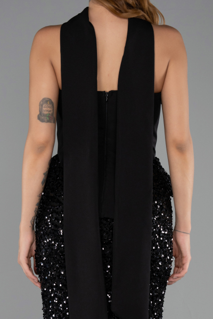 Robe Queue de Poisson Longue Noir ABU6620