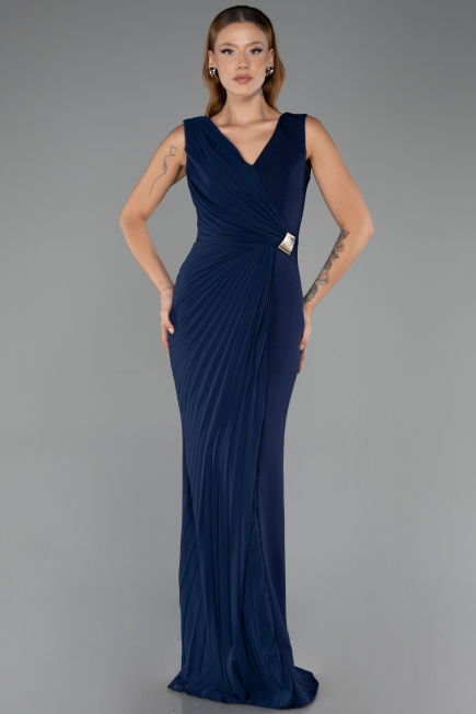 Robe de Soirée Longue Bleu Marine ABU6524