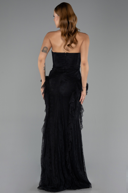 Robe Queue de Poisson Longue Dantelle Noir ABU6621