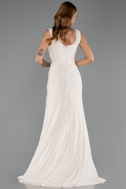 Robe de Soirée Longue Beige ABU6552