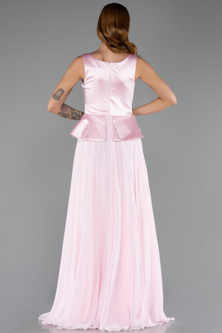 Robe de Soirée Longue Mousseline Poudre ABU6568