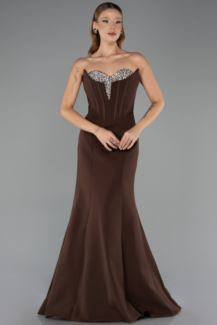 Robe Queue de Poisson Longue Brun ABU6526