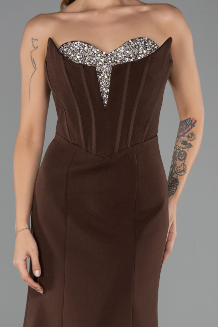 Robe Queue de Poisson Longue Brun ABU6526