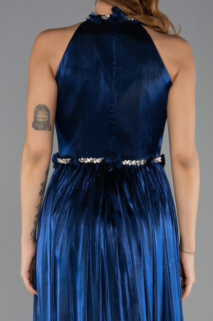 Robe de Soirée Longue Mousseline Bleu Marine ABU6614