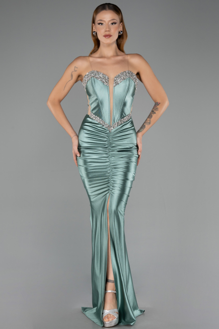 Robe de Soirée Longue Menthe ABU6606