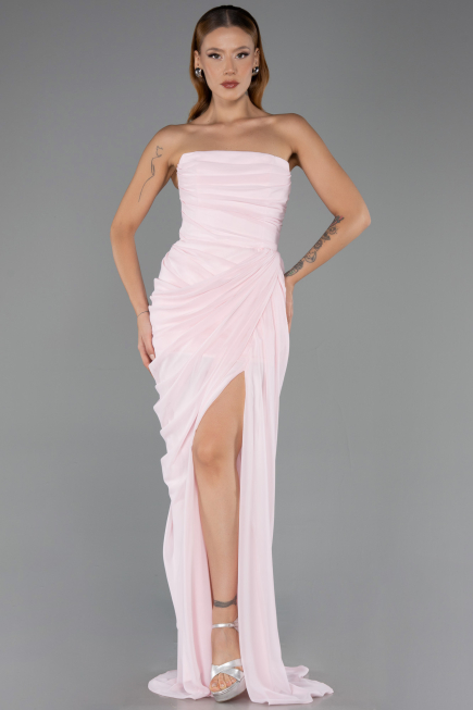 Robe de Soirée Longue Mousseline Poudre ABU6589