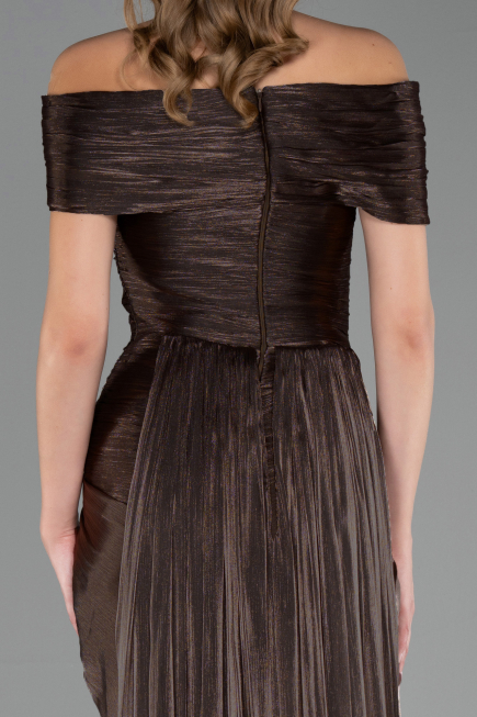 Robe de Soirée Longue Mousseline Brun ABU6581