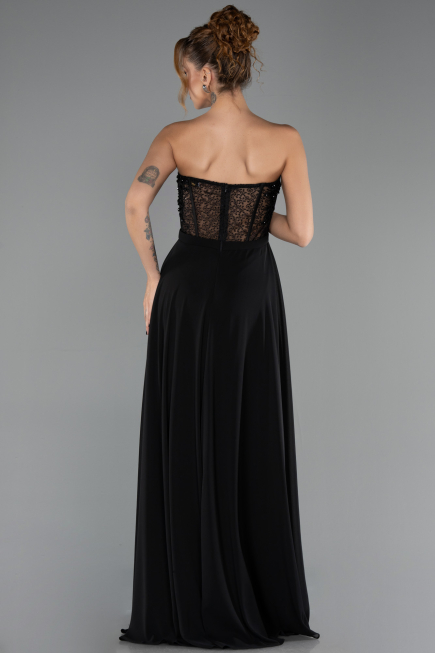 Robe de Soirée Grande Taille Longue Mousseline Noir ABU6383
