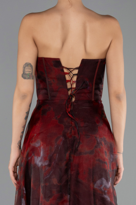 Robe de Soirée Longue Rouge Bordeaux ABU3360