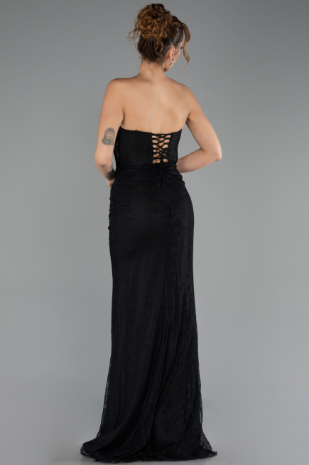 Robe de Soirée Longue Dantelle Noir ABU6639