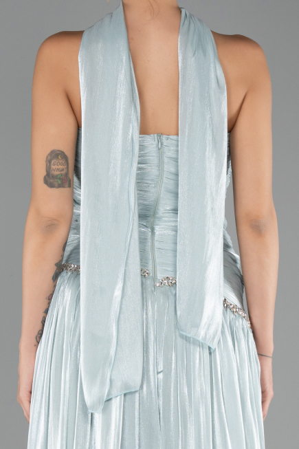Robe de Soirée Longue Mousseline Menthe ABU6644