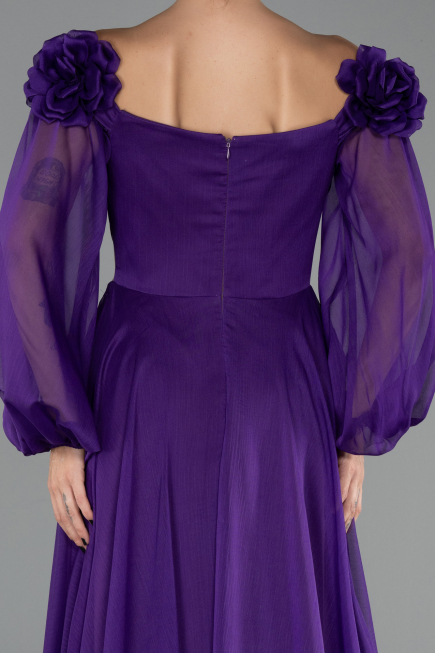 Robe de Soirée Longue Mousseline Violet ABU6654