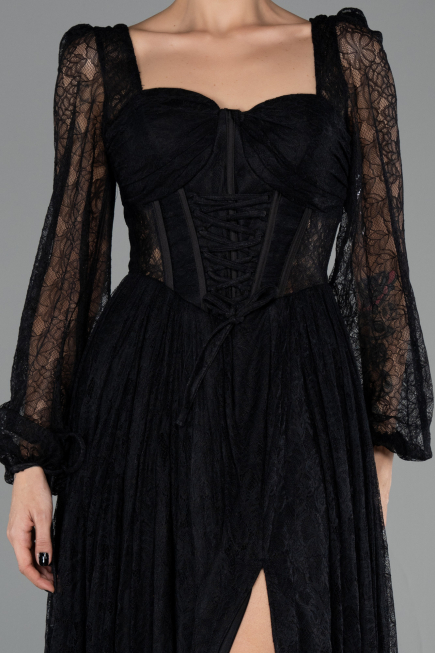 Robe de Cérémonie Midi Dantelle Noir ABK2703