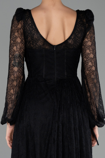 Robe de Cérémonie Midi Dantelle Noir ABK2703