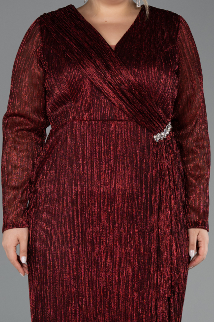 Robe De Soirée Grande Taille Longue Rouge Bordeaux ABU6609