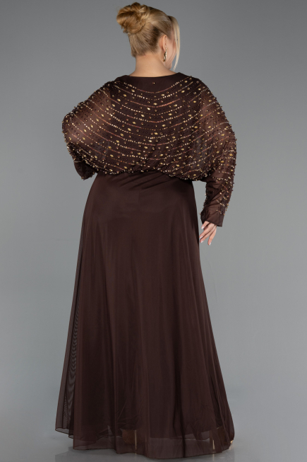Robe De Soirée Grande Taille Longue Brun ABU6611