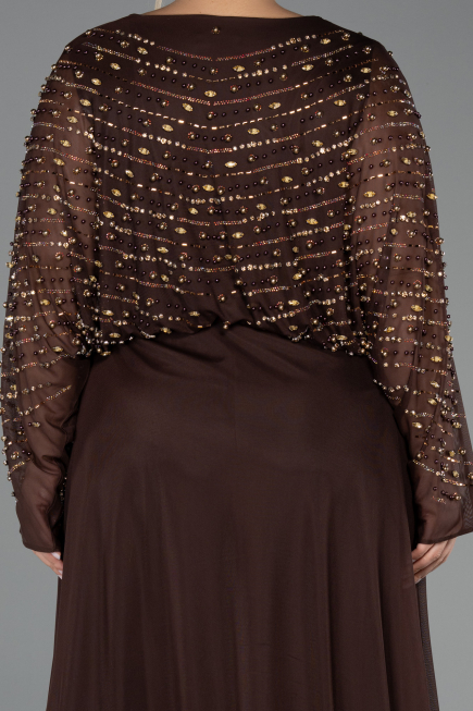 Robe De Soirée Grande Taille Longue Brun ABU6611