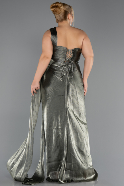 Robe de Soirée Grande Taille Longue Mousseline Kaki ABU6631