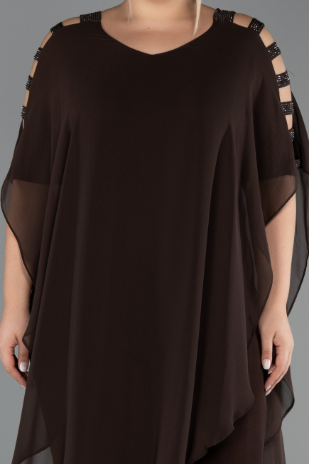 Robe Grande Taille Mousseline Brun ABT080
