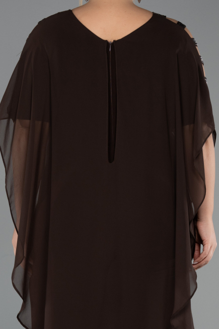 Robe Grande Taille Mousseline Brun ABT080